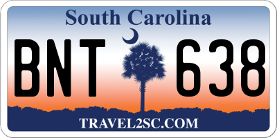 SC license plate BNT638