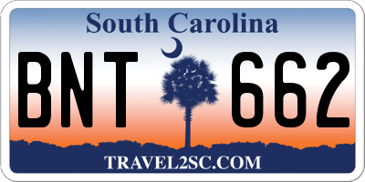 SC license plate BNT662