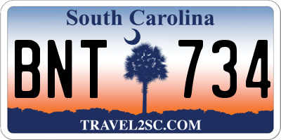 SC license plate BNT734