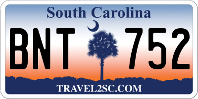 SC license plate BNT752