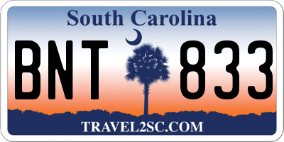 SC license plate BNT833
