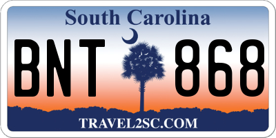 SC license plate BNT868