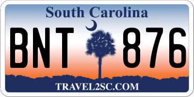 SC license plate BNT876