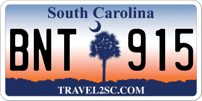 SC license plate BNT915