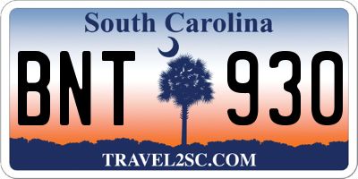 SC license plate BNT930