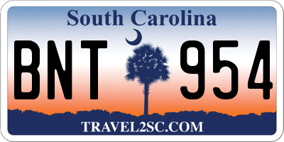 SC license plate BNT954