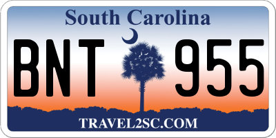 SC license plate BNT955