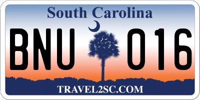 SC license plate BNU016