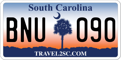 SC license plate BNU090