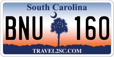 SC license plate BNU160