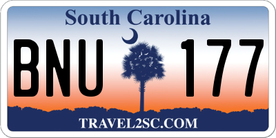 SC license plate BNU177