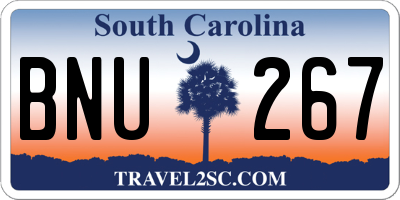 SC license plate BNU267