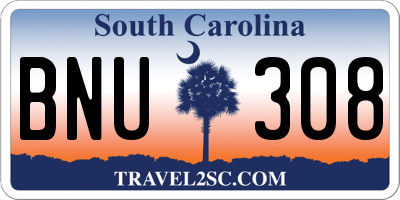 SC license plate BNU308