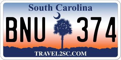 SC license plate BNU374