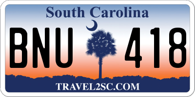 SC license plate BNU418