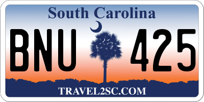 SC license plate BNU425