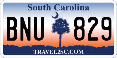 SC license plate BNU829
