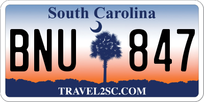SC license plate BNU847