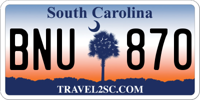 SC license plate BNU870