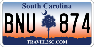SC license plate BNU874