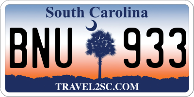 SC license plate BNU933