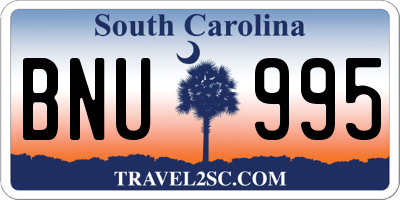 SC license plate BNU995