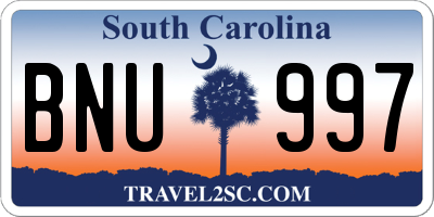 SC license plate BNU997