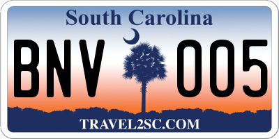 SC license plate BNV005
