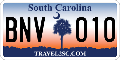 SC license plate BNV010