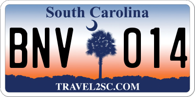 SC license plate BNV014
