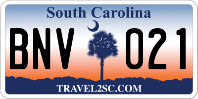 SC license plate BNV021