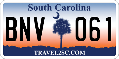 SC license plate BNV061