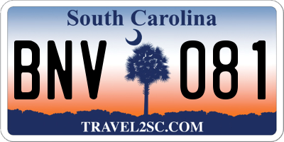 SC license plate BNV081