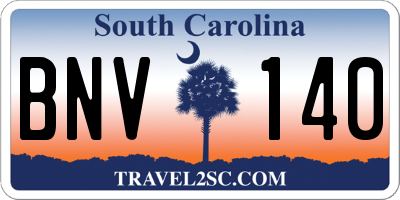 SC license plate BNV140