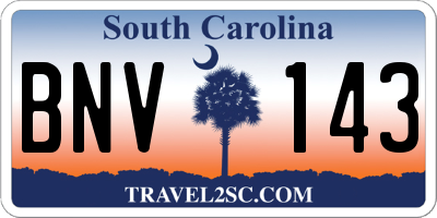 SC license plate BNV143