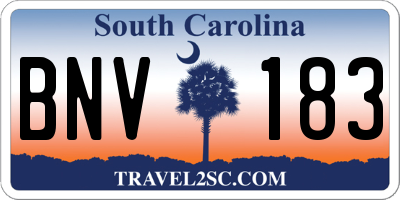 SC license plate BNV183