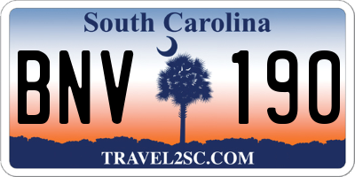 SC license plate BNV190