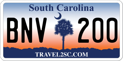 SC license plate BNV200