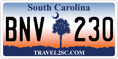 SC license plate BNV230
