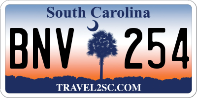 SC license plate BNV254