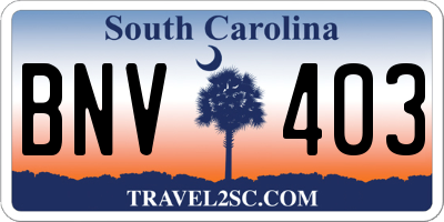 SC license plate BNV403