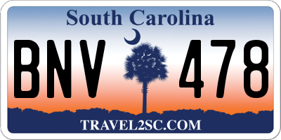 SC license plate BNV478