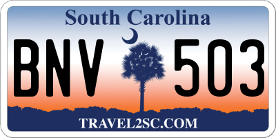 SC license plate BNV503