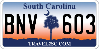 SC license plate BNV603