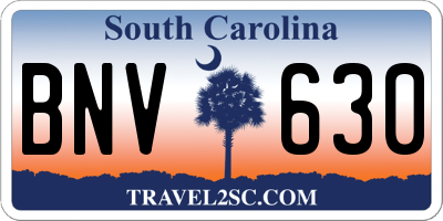SC license plate BNV630
