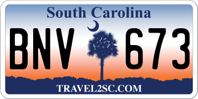 SC license plate BNV673