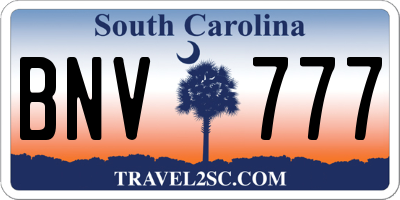SC license plate BNV777