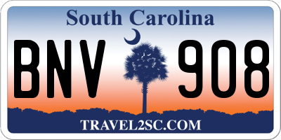 SC license plate BNV908