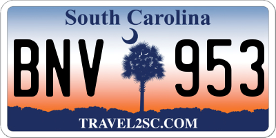SC license plate BNV953