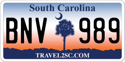 SC license plate BNV989